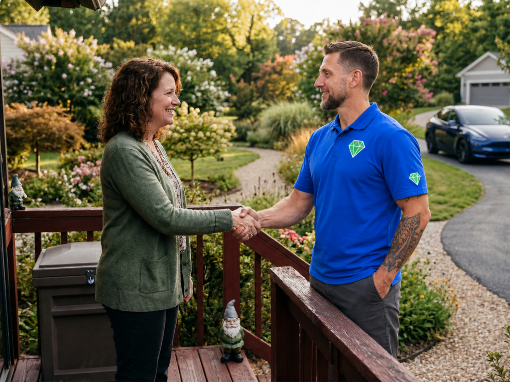 team member handshake with customer